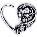 16G 3/8 Clear CZ Gem Dragon Den Left Heart Closure Ring
