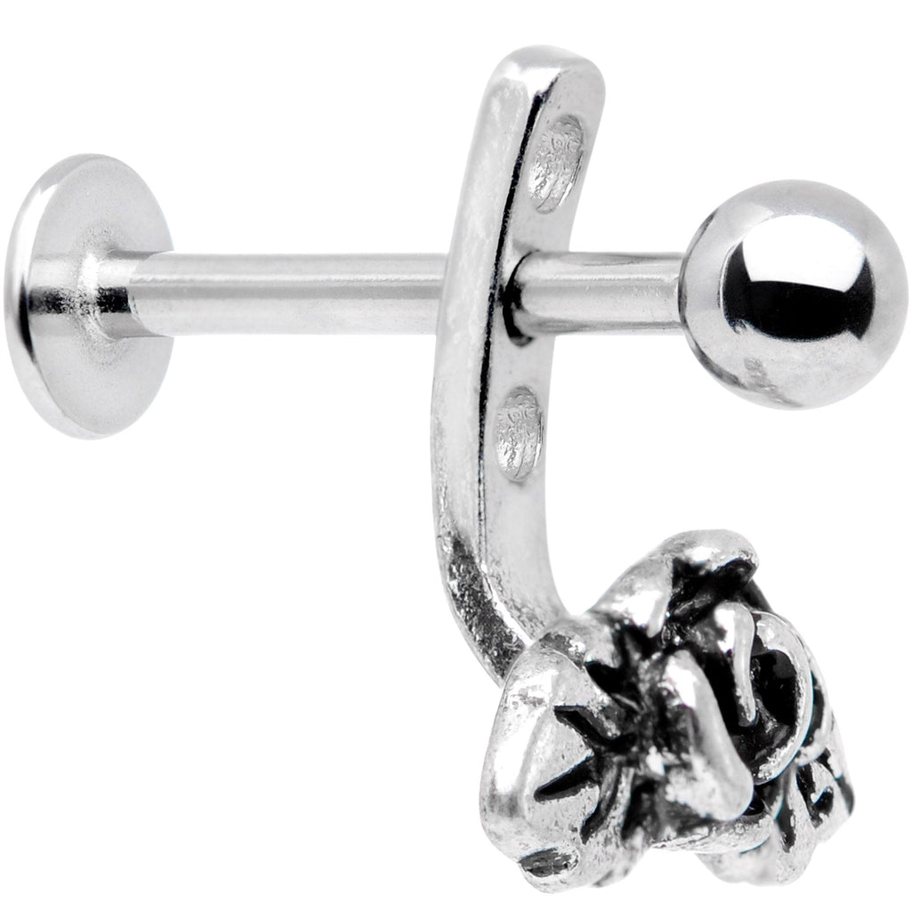 16G 3/8 Kissed Rose Flower Dangle Cartilage Tragus Helix Piercing