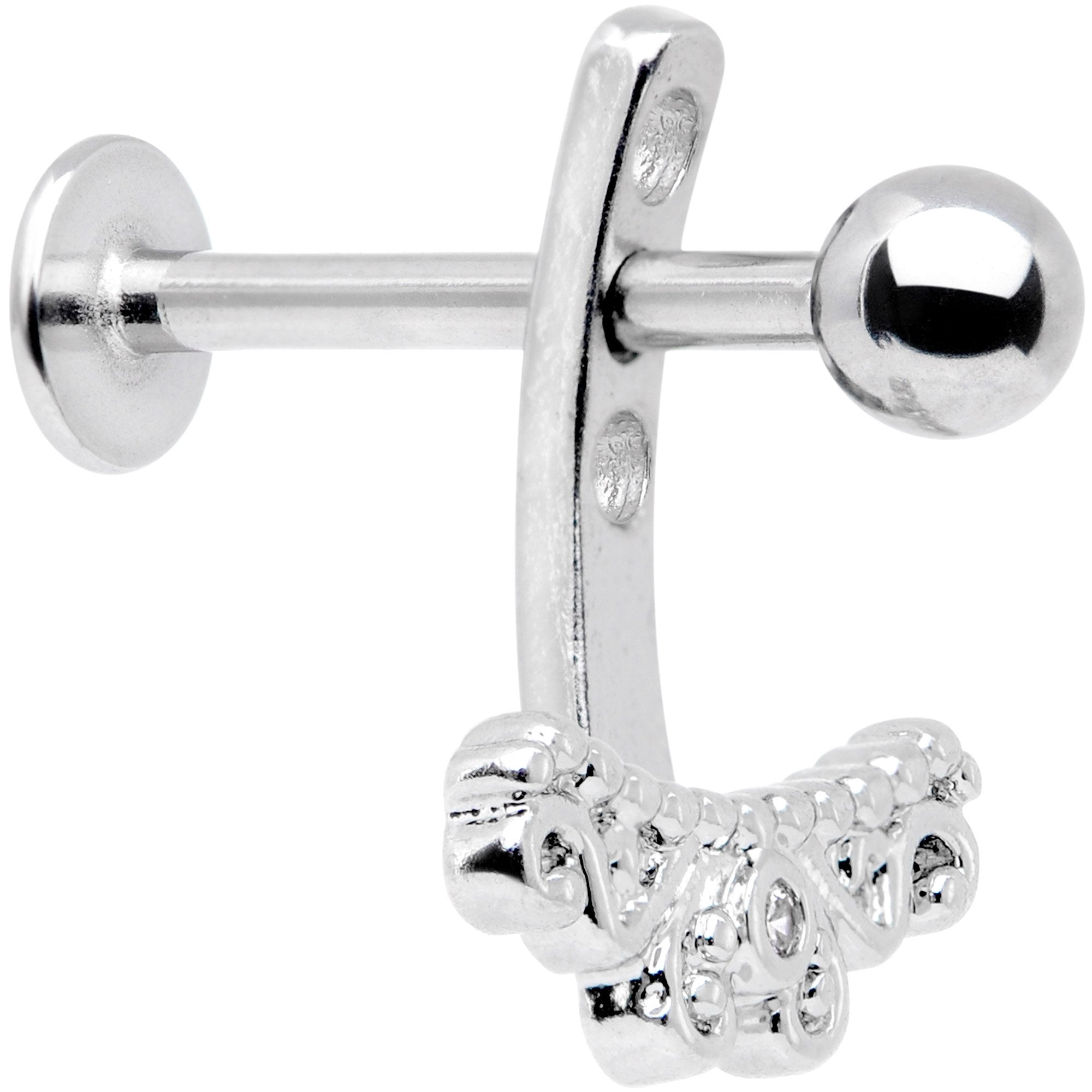 Clear Gem Victorian Swirl Dangle Cartilage Tragus Helix Piercing