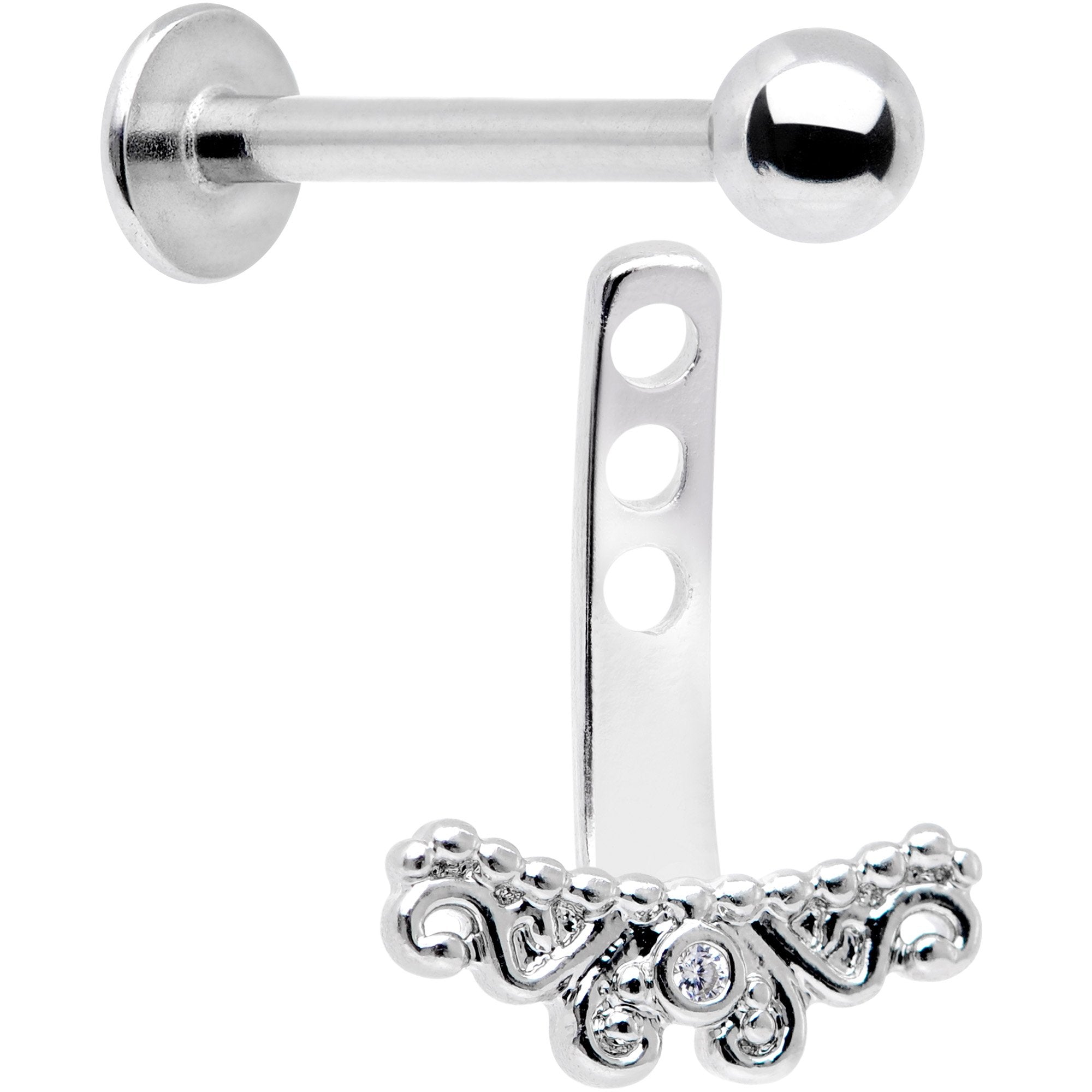 Clear Gem Victorian Swirl Dangle Cartilage Tragus Helix Piercing