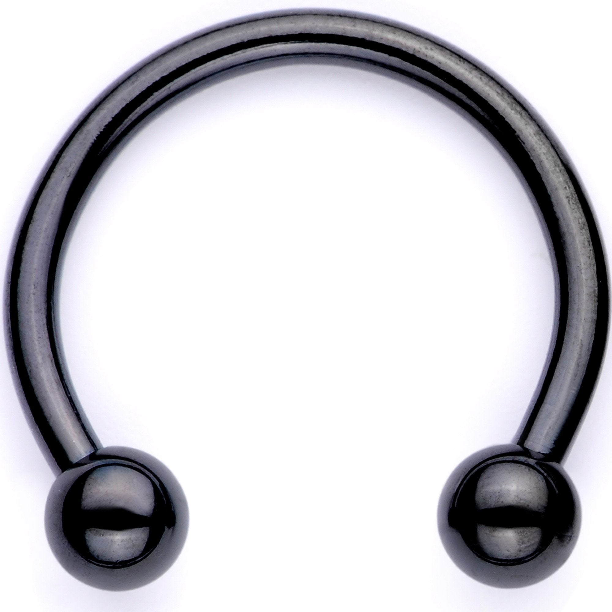 16G 3/8 Pink Faux Opal Black Anodized Horseshoe Closure Ring Set