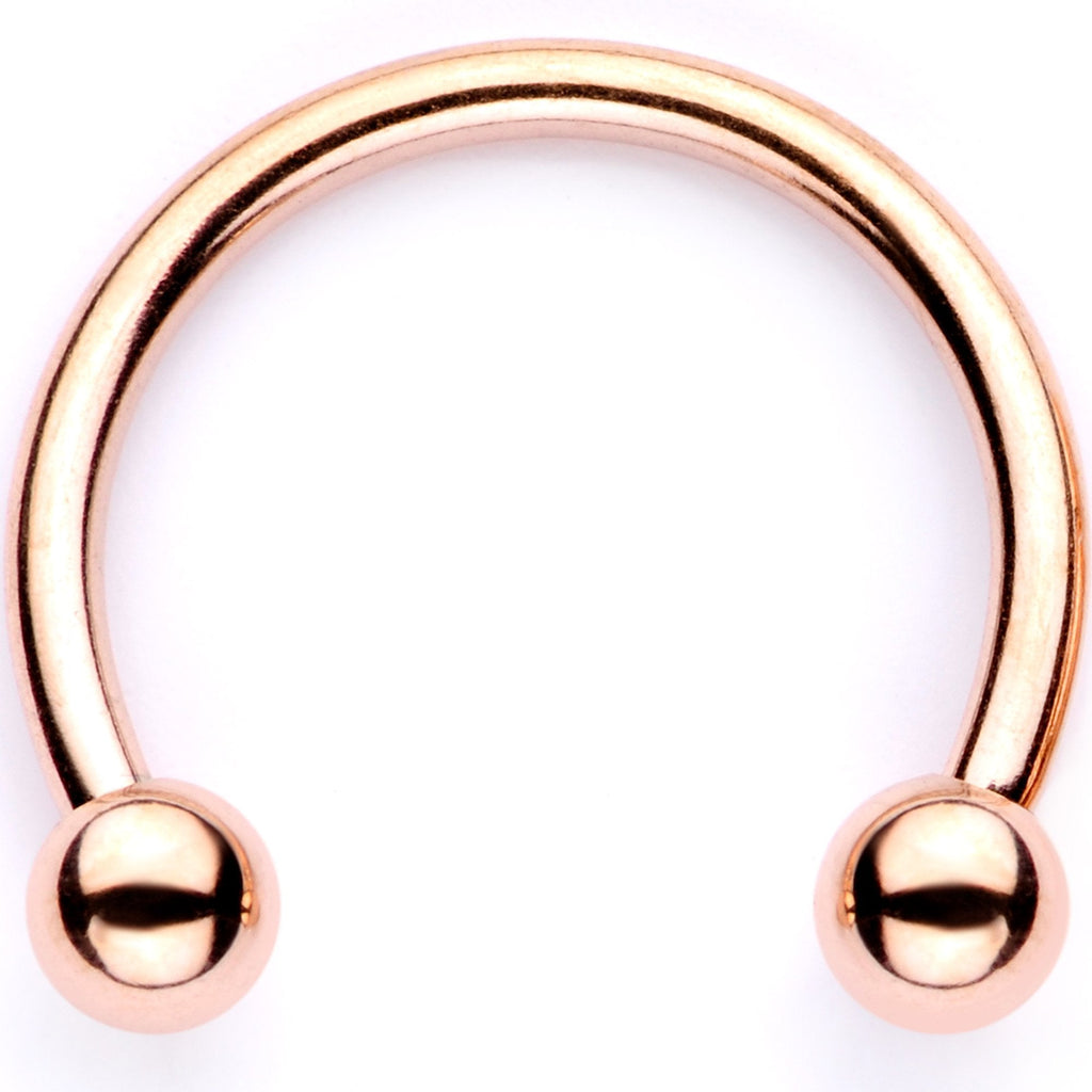 16G 3/8 Pink Faux Opal Rose Gold Tone Horseshoe Closure Ring Set
