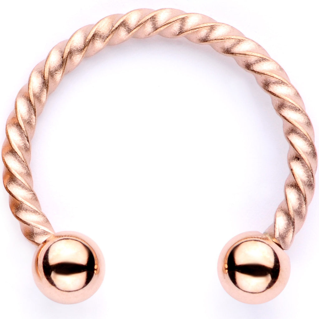 16G 3/8 Pink Faux Opal Rose Gold Tone Horseshoe Closure Ring Set