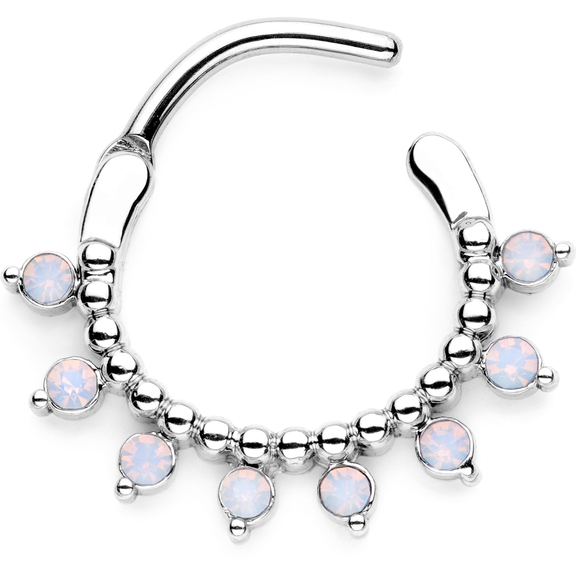 16G 3/8 White Faux Opal Twisted Hoseshoe and Clicker Set of 3