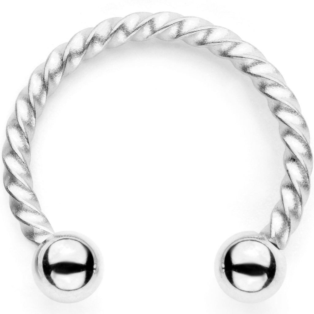 16G Pink Faux Opal Twisted Horseshoe Clip On Fake Septum Ring Set