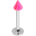 14G 3/8 Pink 3mm Cone Labret Monore