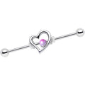 White Fade Love Heart Industrial Barbell 38mm
