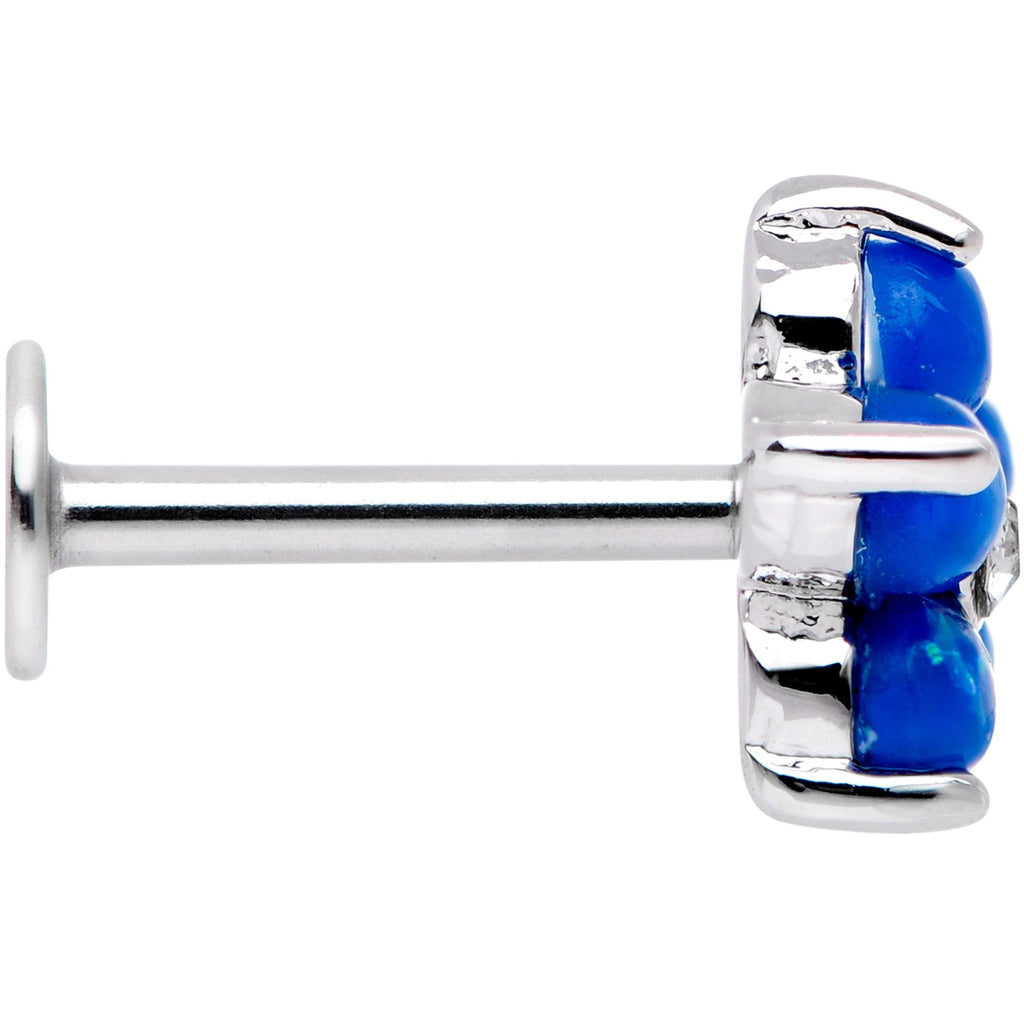 16G 5/16 Blue Faux Opal CZ Flower Cartilage Tragus