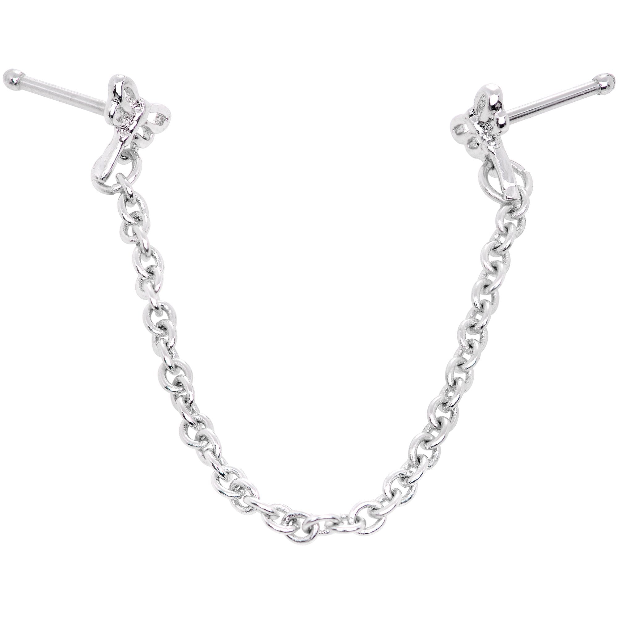 20G 1/4 Daring Dragonfly Chain Dangle Double Nose Bone