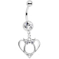 Clear Gem Owl Valentines Day Heart Dangle Belly Ring