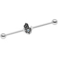 Aqua Gem Hamsa Eye Industrial Barbell 38mm