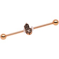 Clear Gem Rose Gold Tone Hamsa Eye Industrial Barbell 38mm