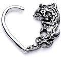 16G 3/8 Tribal Wave Left Heart Closure Ring