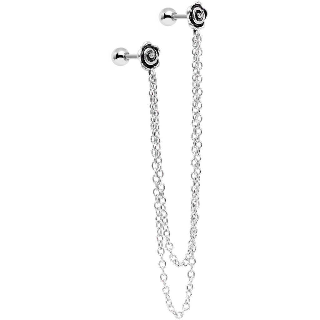16G 1/4 Farewell Summer Flower Cartilage Chain Earring