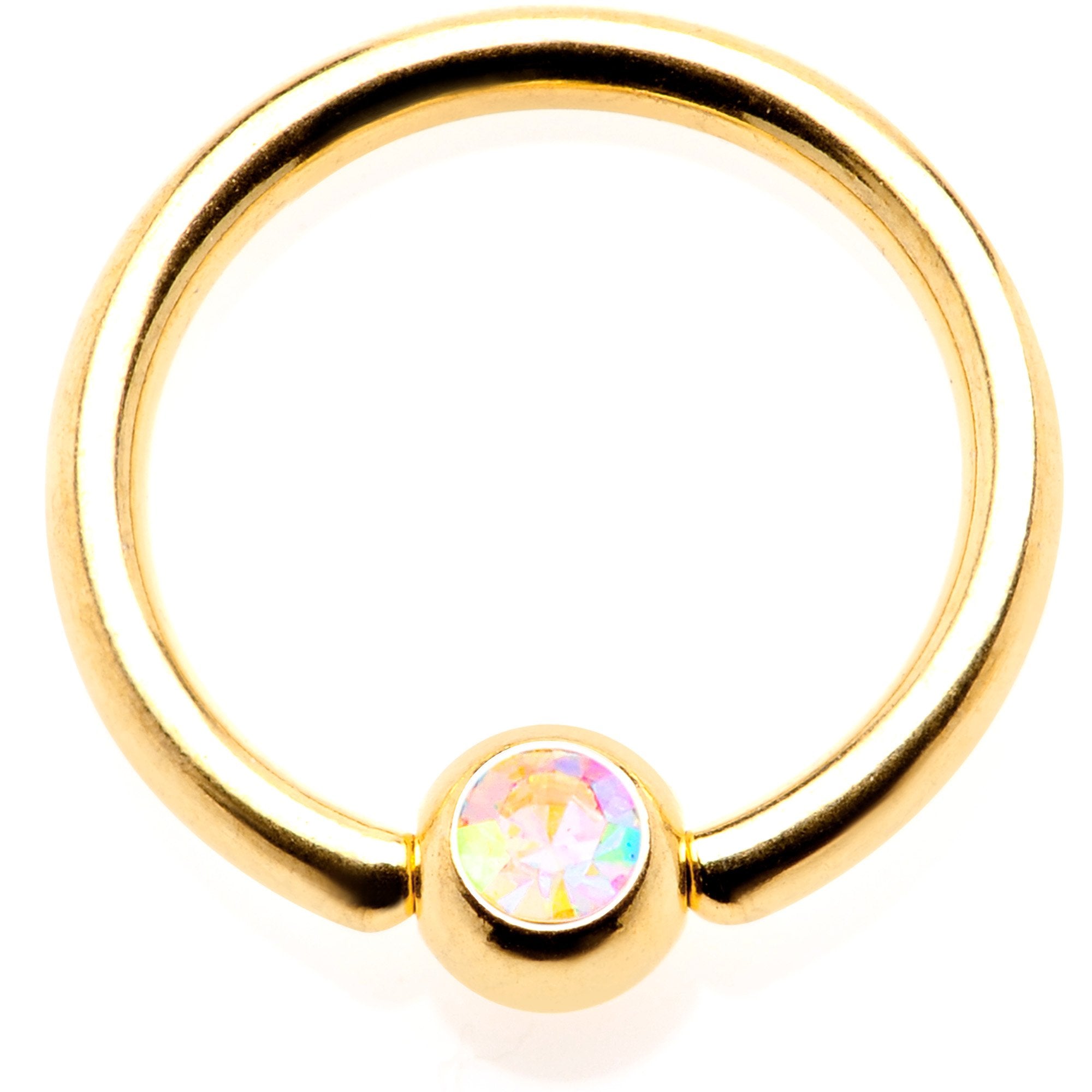 16G 5/16 Aurora Gem Gold Tone Anodized BCR Captive Ring