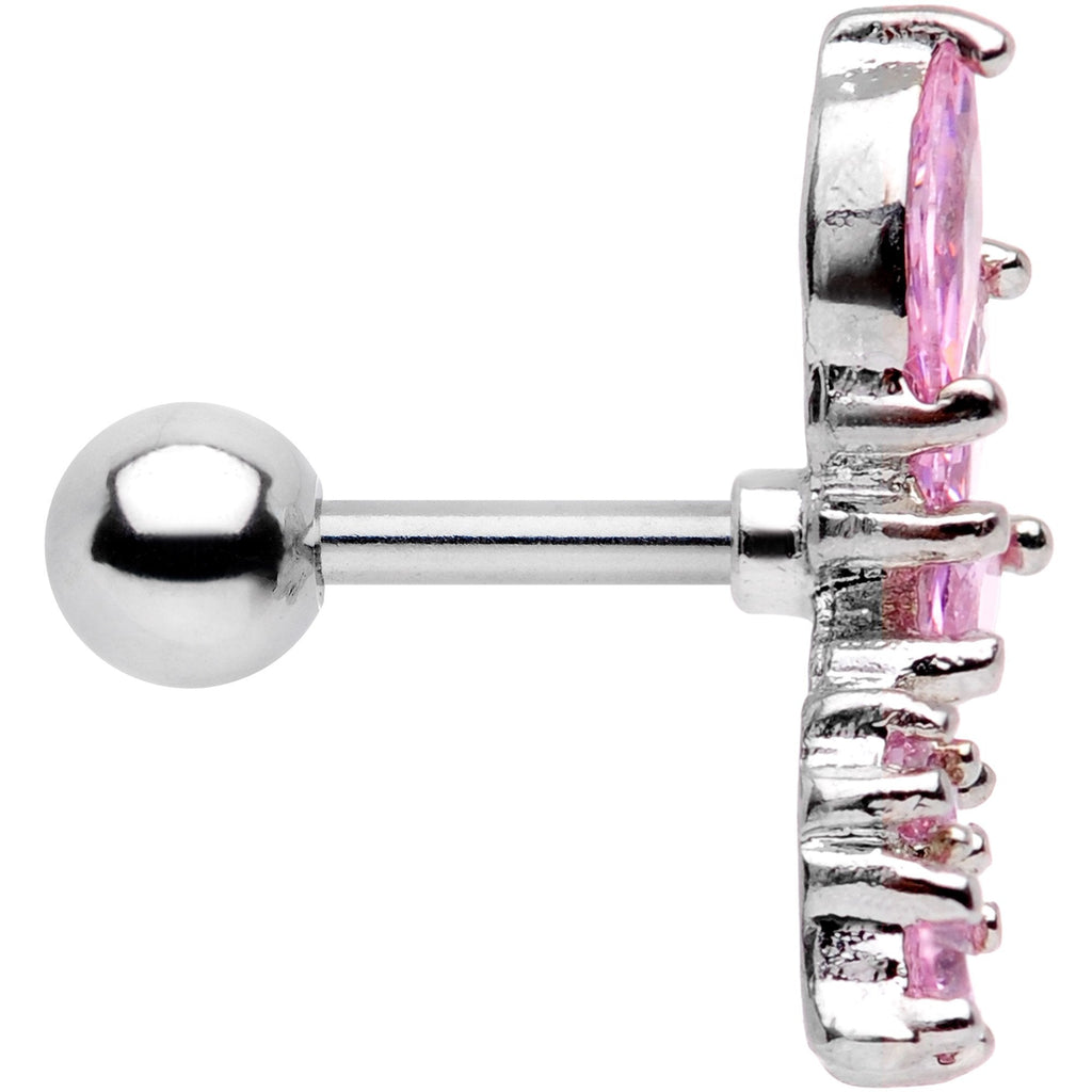 16G 1/4 Pink Gem Dewdrop Cluster Cartilage Tragus Earring
