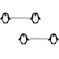 14G 9/16 Parade of Penguins Barbell Nipple Ring Set