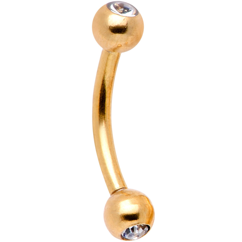 16G 5/16 Gem Golden Variety Curved Eyebrow Daith Rook Set of 4