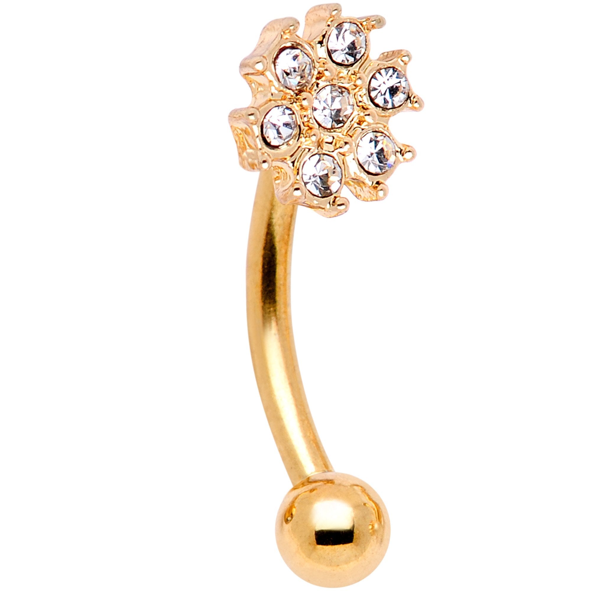 16G 5/16 Gem Golden Variety Curved Eyebrow Daith Rook Set of 4