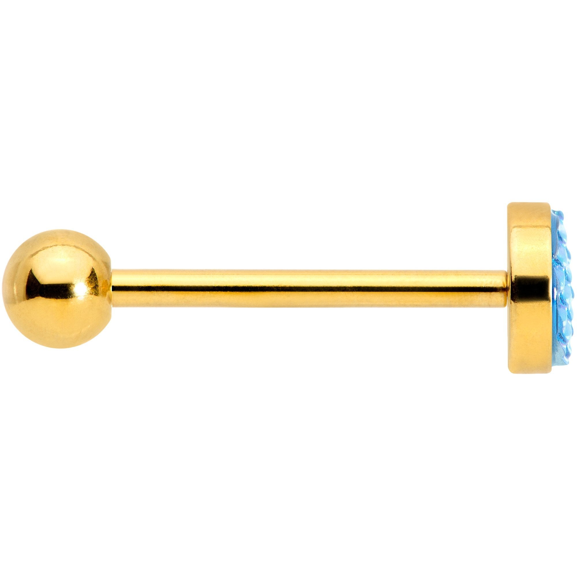 Gold PVD Aqua Mermaid Scale Barbell Tongue Ring