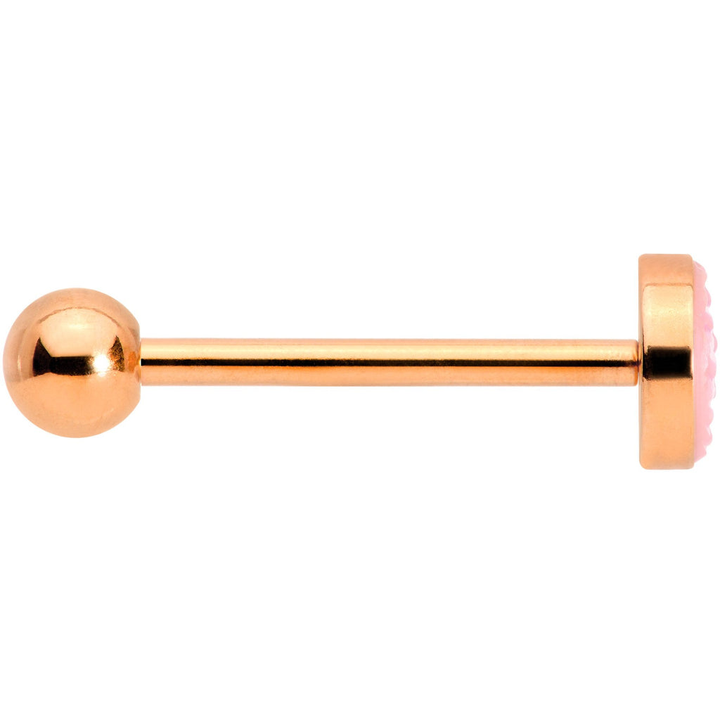 Rose Gold PVD Pink Mermaid Scale Barbell Tongue Ring