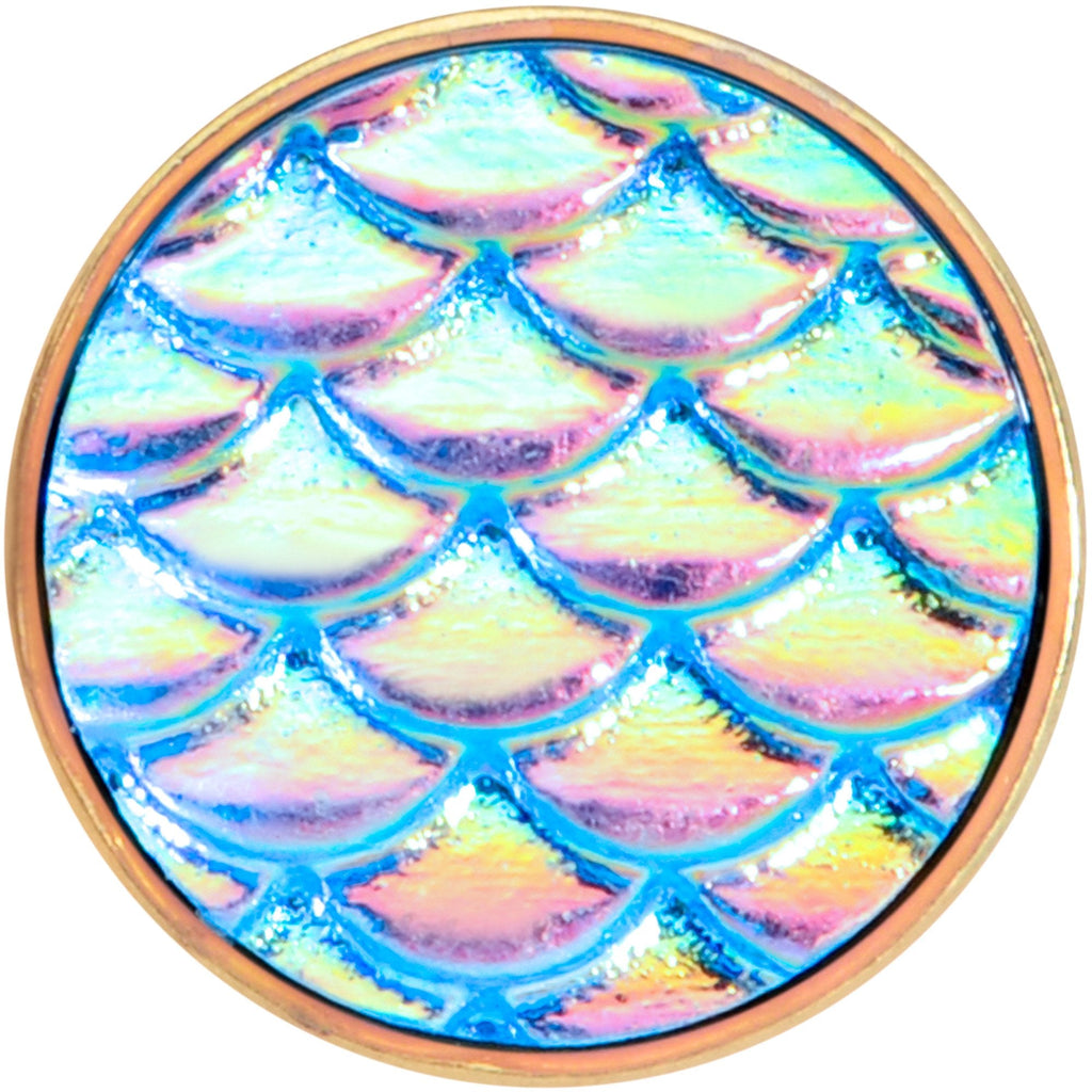 Rose Gold PVD Aqua Mermaid Scale Barbell Tongue Ring