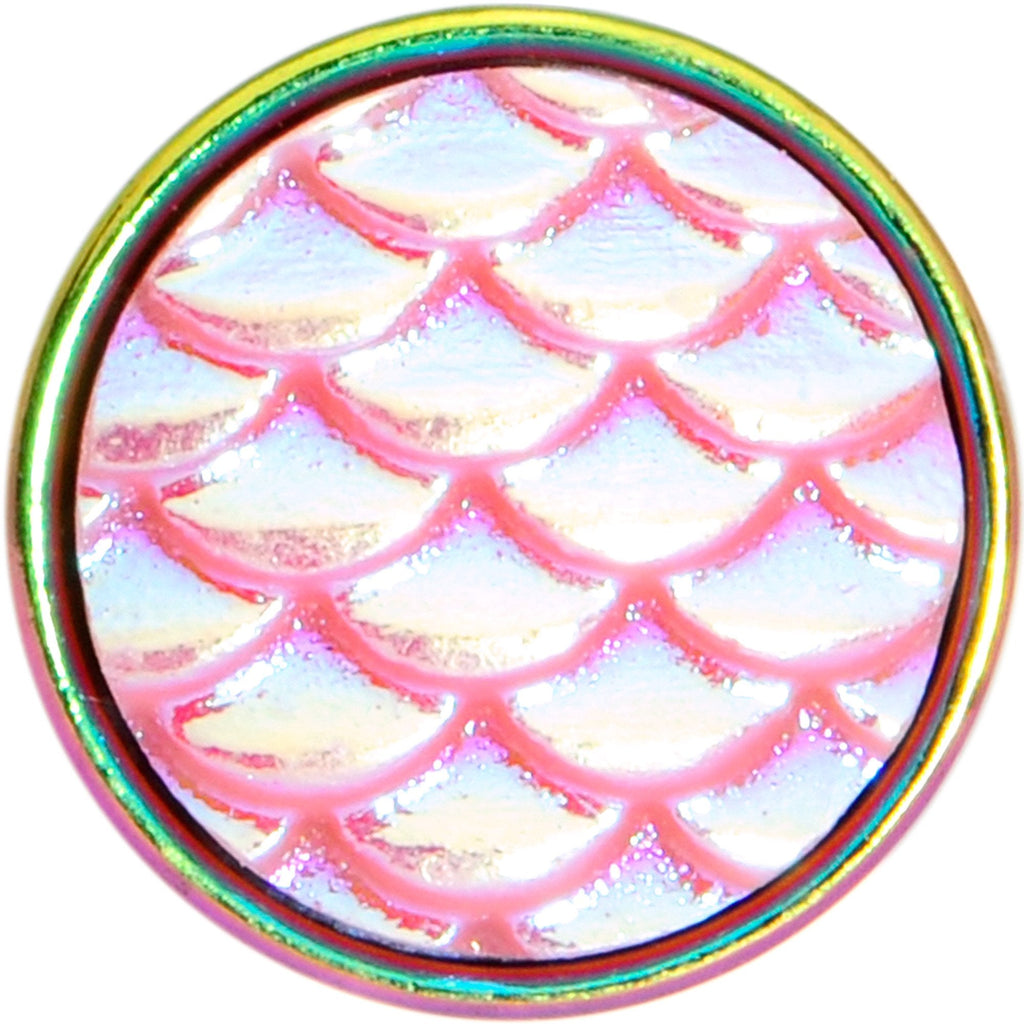 Rainbow PVD Pink Mermaid Scale Barbell Tongue Ring