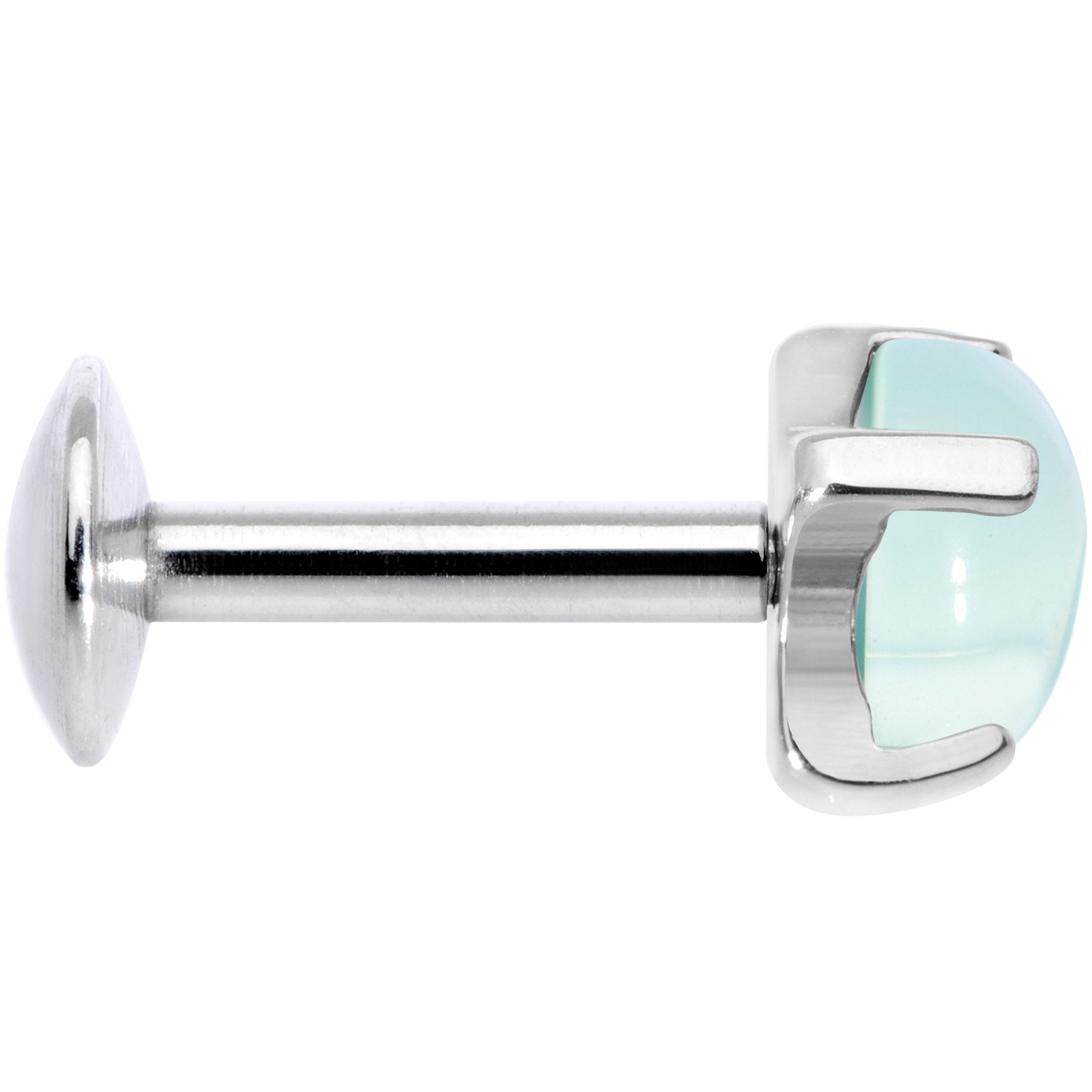 16G 1/4 Green Jade Internally Threaded Labret Monroe Tragus