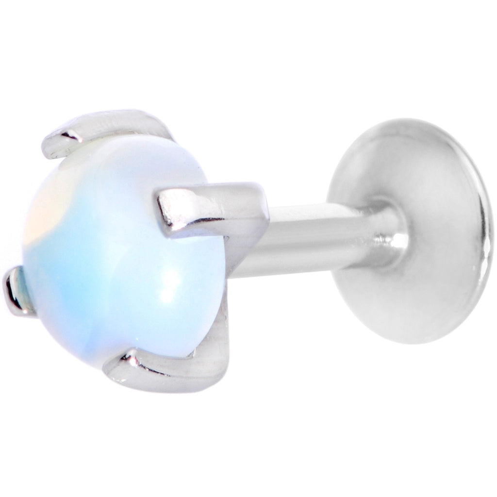 16G 1/4 White Opalite Internally Threaded Labret Monroe Tragus