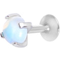 16G 1/4 White Opalite Internally Threaded Labret Monroe Tragus