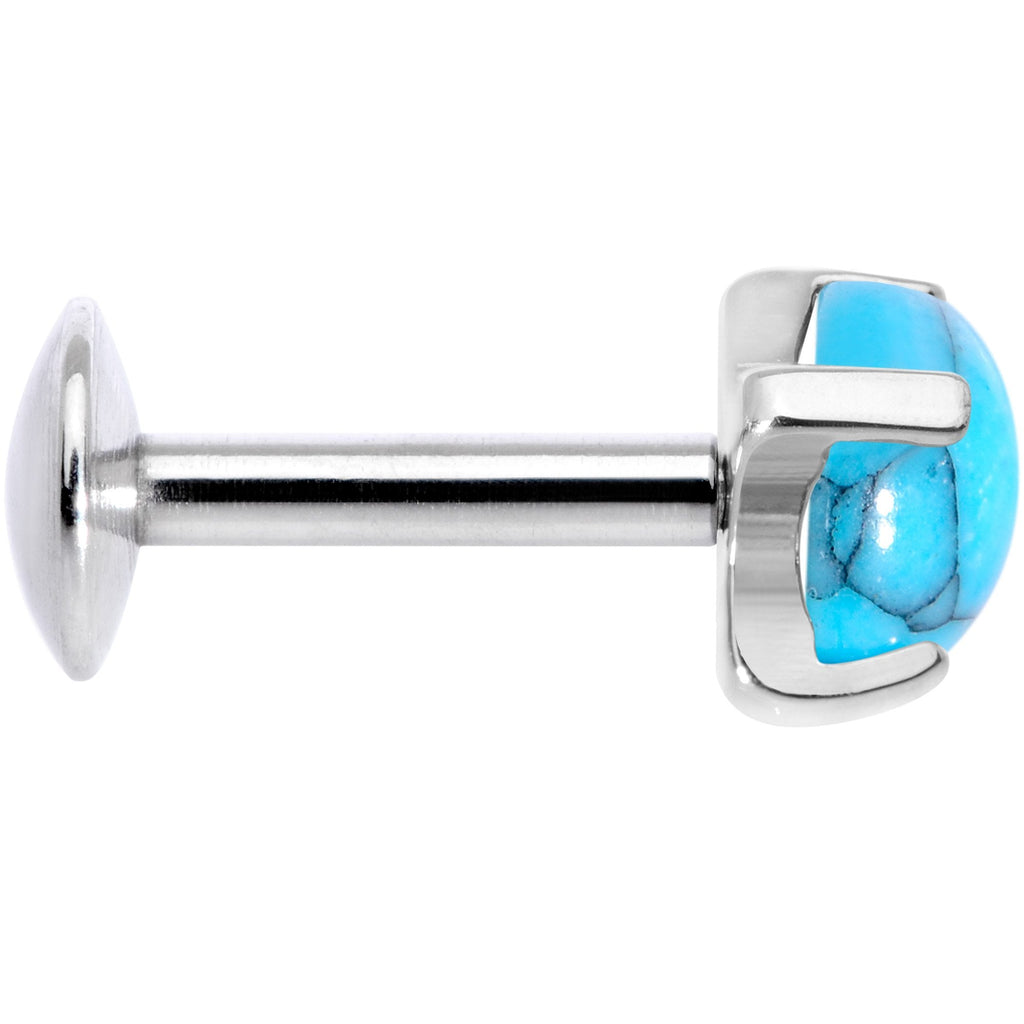 16G 1/4 Turquoise Internally Threaded Labret Monroe Tragus