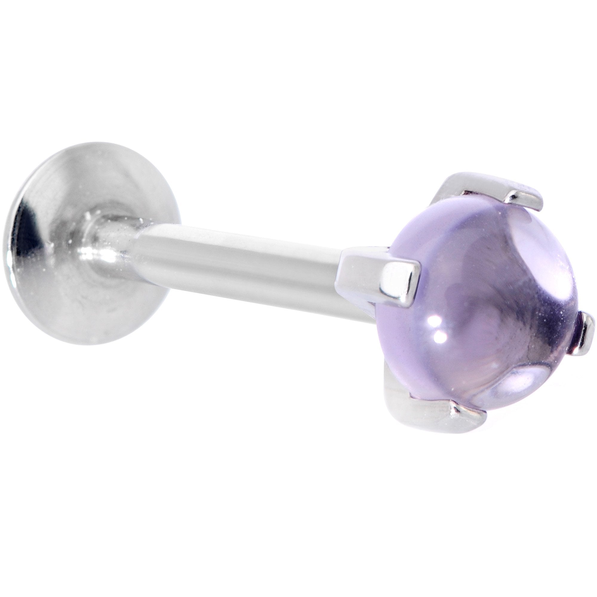 16G 5/16 Pink Amethyst Internally Threaded Labret Monroe Tragus