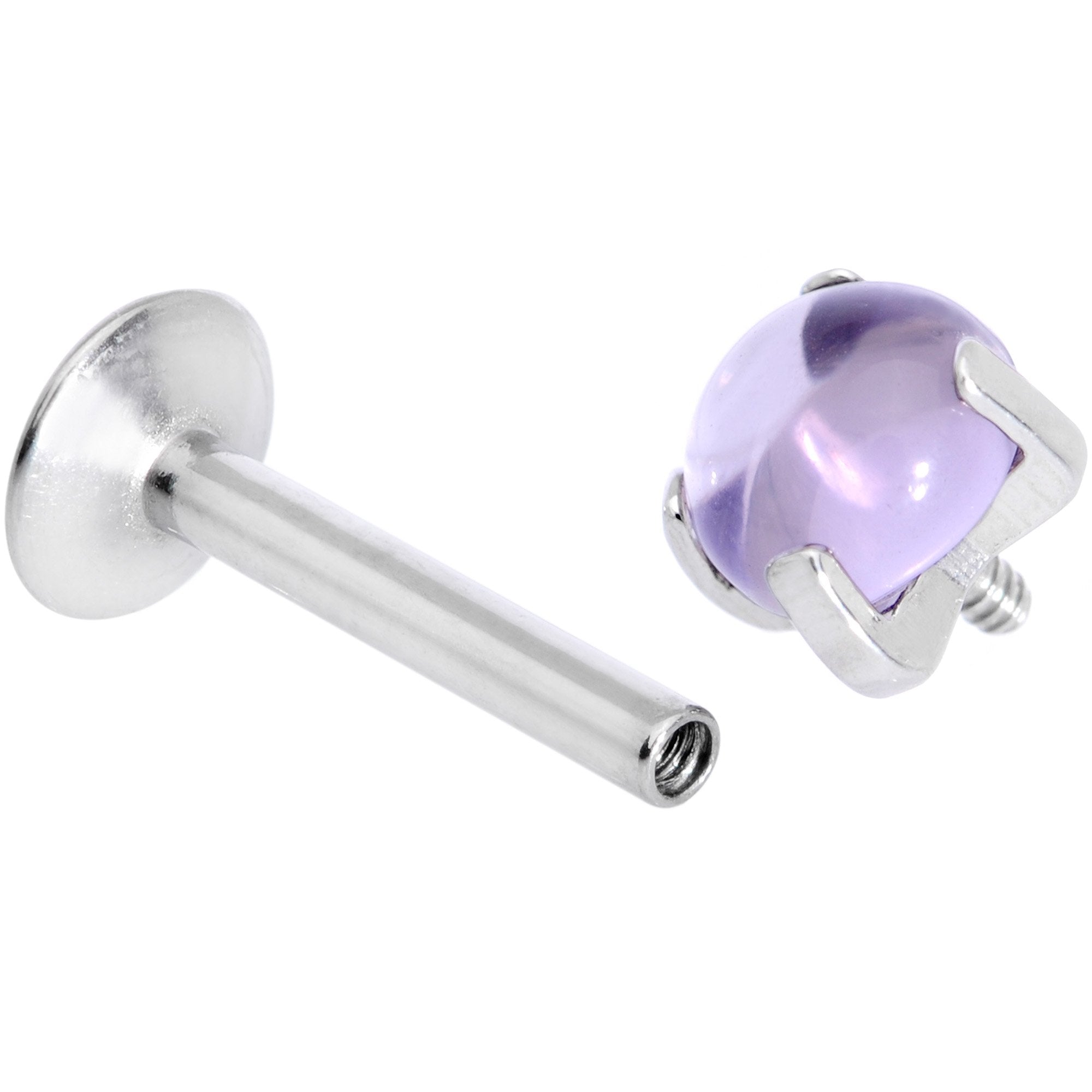 16G 5/16 Pink Amethyst Internally Threaded Labret Monroe Tragus