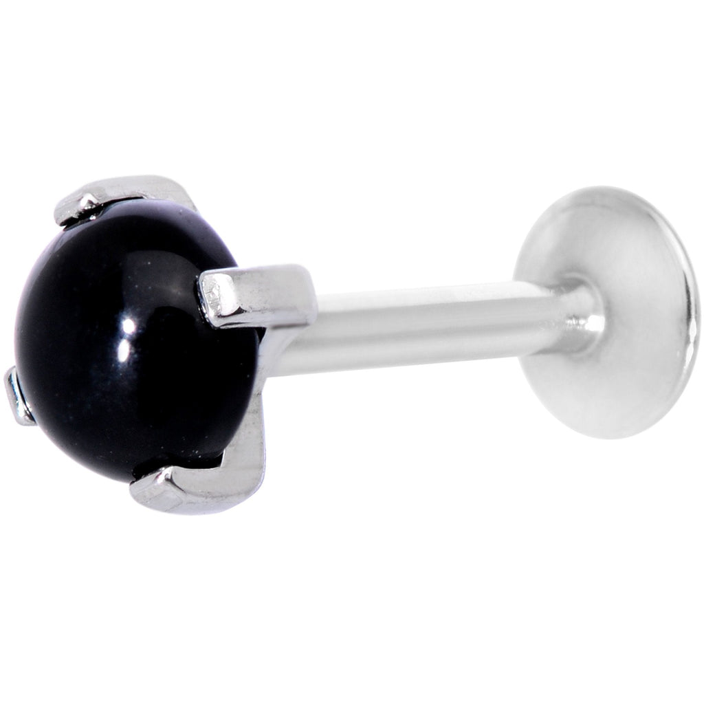16G 5/16 Black Agate Internally Threaded Labret Monroe Tragus