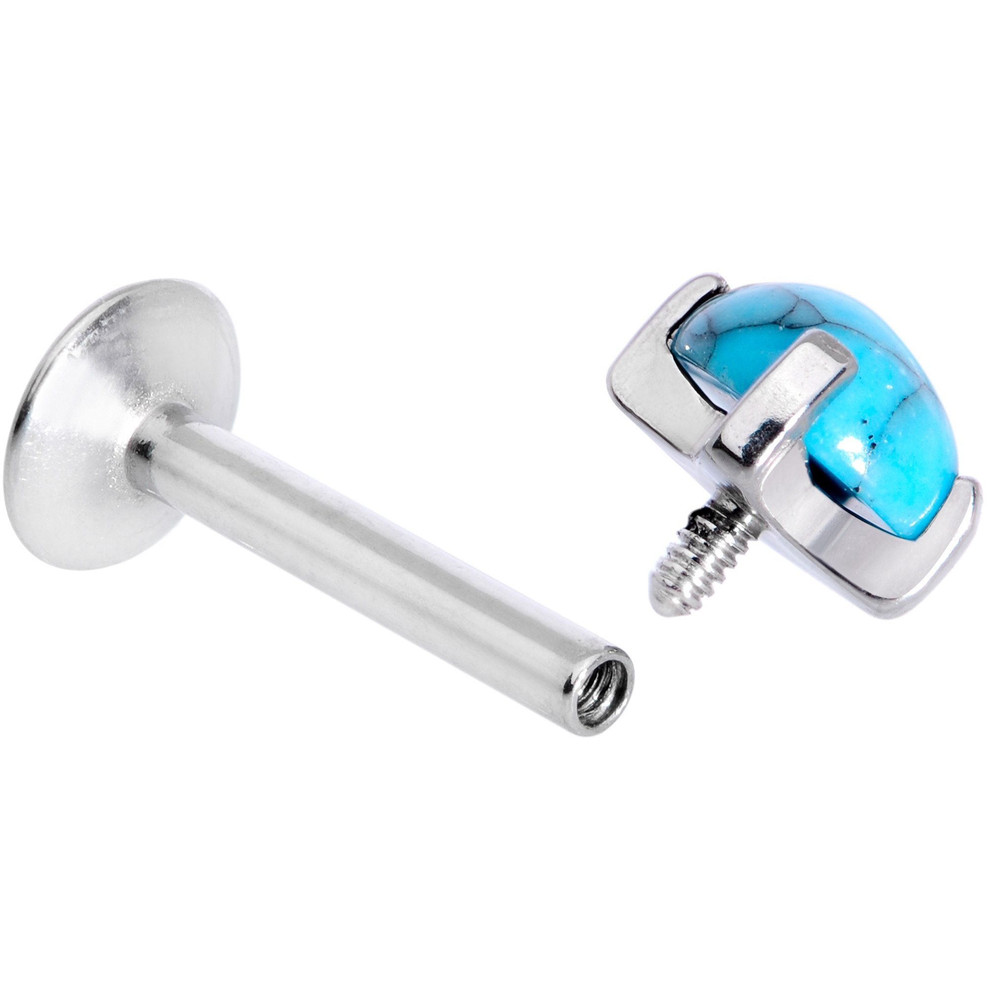 16G 5/16 Turquoise Internally Threaded Labret Monroe Tragus