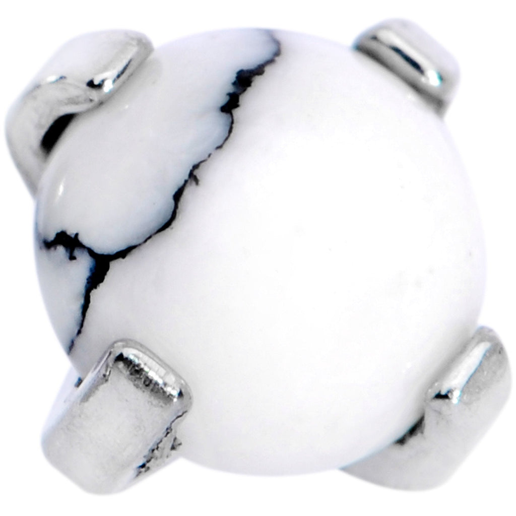 16G 5/16 White Howlite Internally Threaded Labret Monroe Tragus