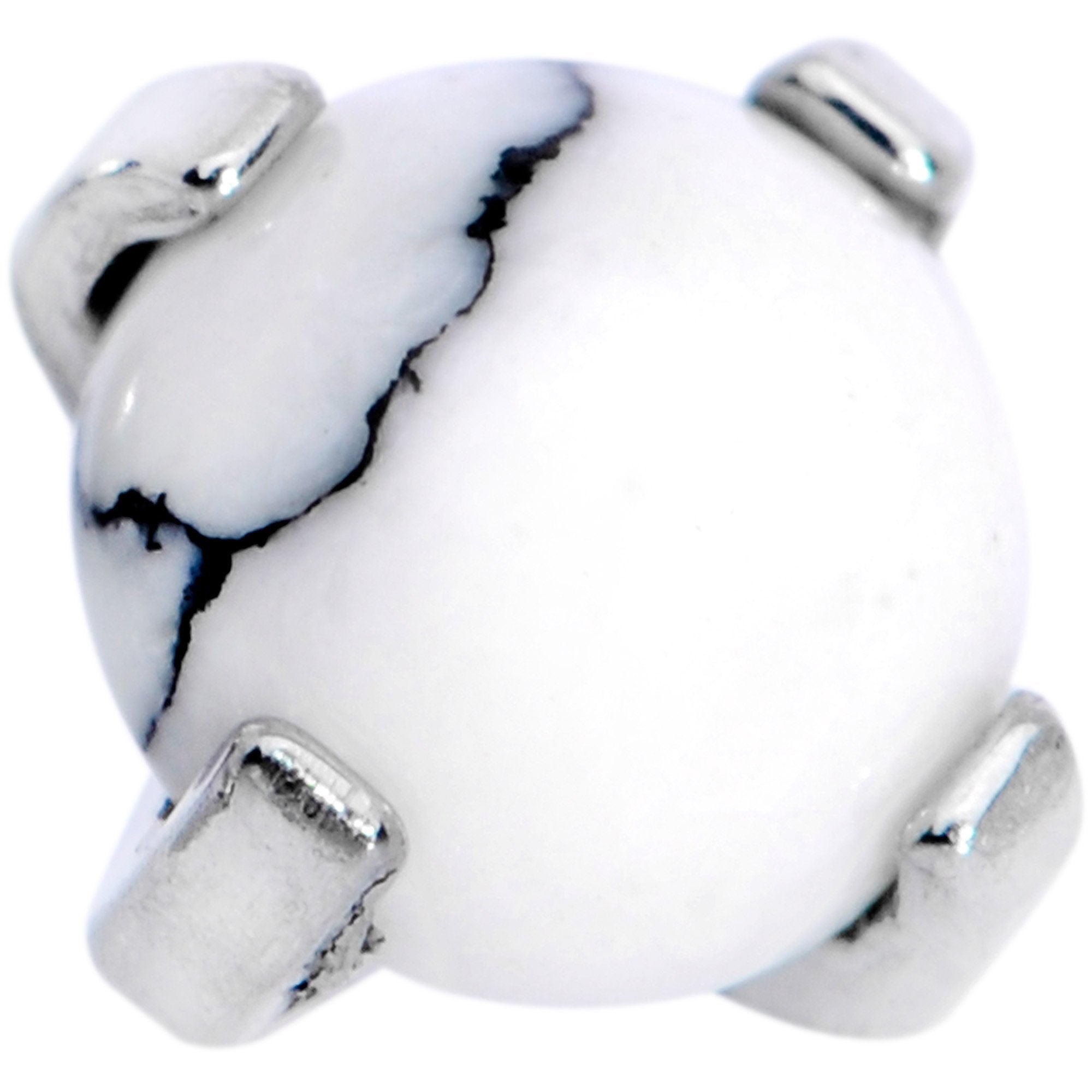 16G 5/16 White Howlite Internally Threaded Labret Monroe Tragus