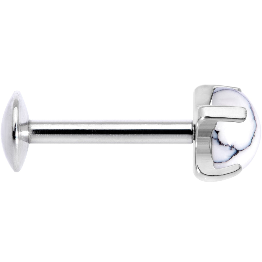 16G 5/16 White Howlite Internally Threaded Labret Monroe Tragus