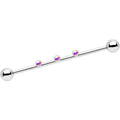 14G Aurora Gem Triplet Industrial Barbell 35mm
