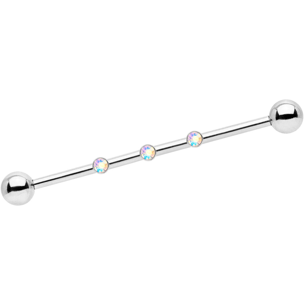 14G Aurora Gem Triplet Industrial Barbell 35mm