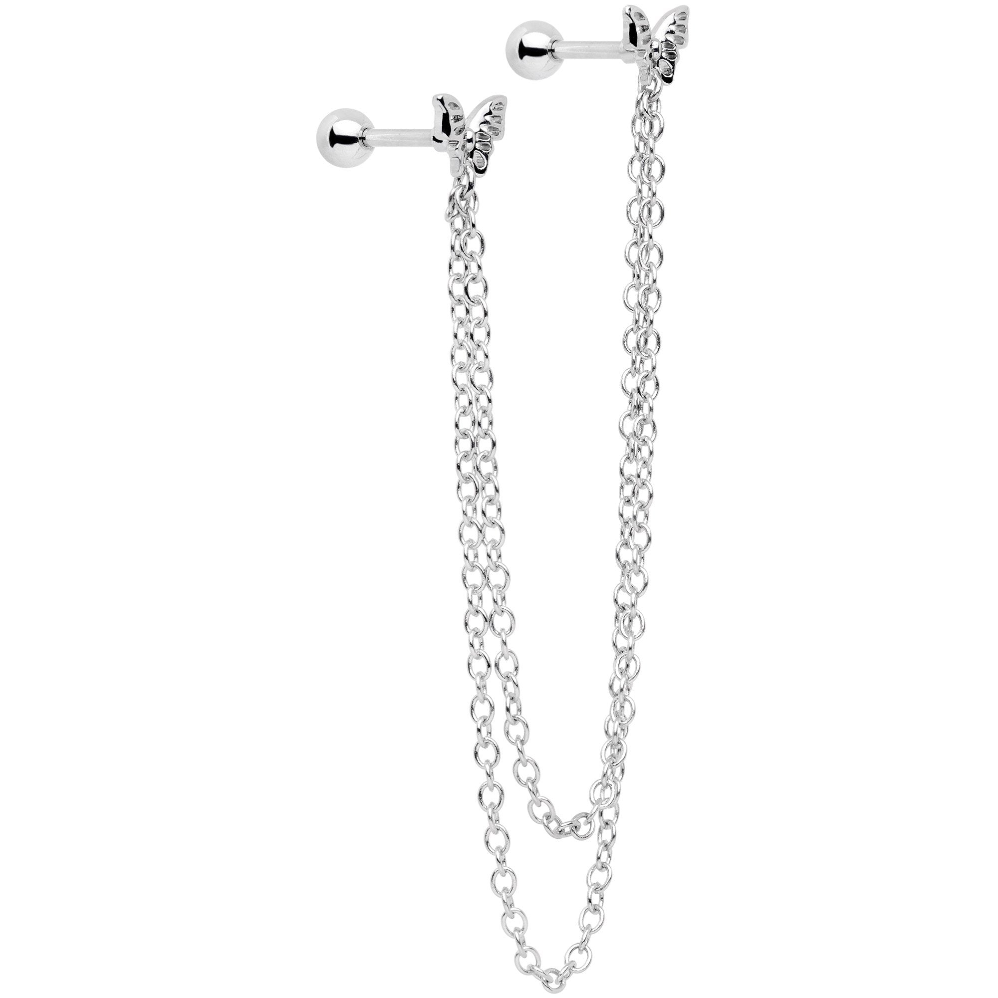 16G 1/4 Springtime Butterfly Cartilage Chain Earring