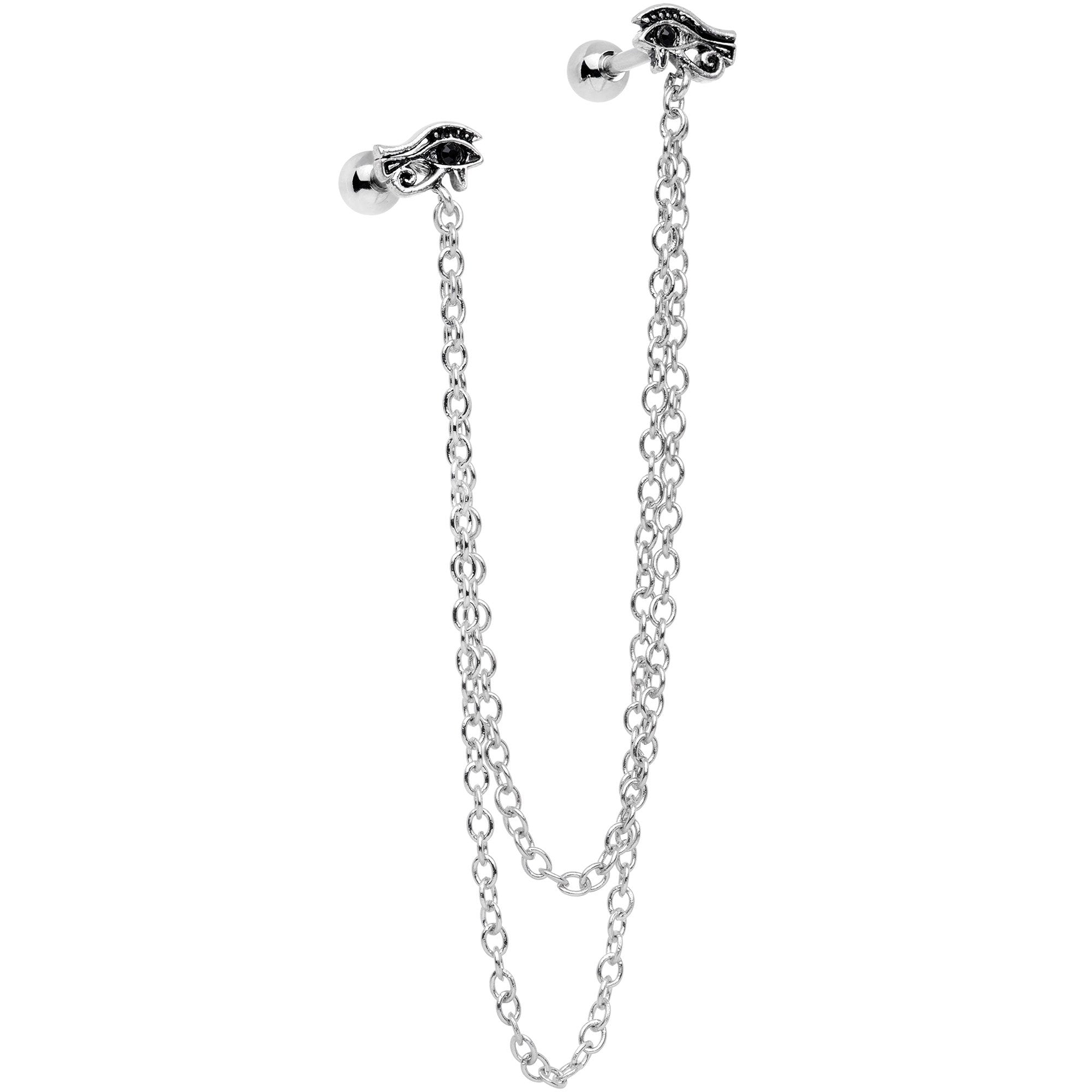 16G 1/4 Ancient Egyptian Eye of Horus Cartilage Chain Earring