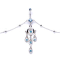 Aqua Gem Dancing Queen Chandelier Dangle Belly Ring Belly Chain
