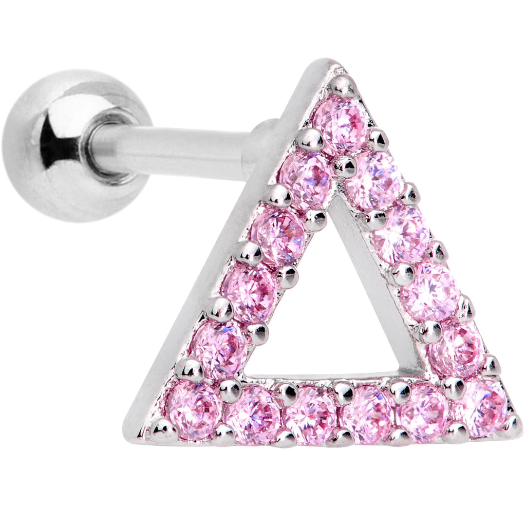 16G 1/4 Pink Gem Triangle Cartilage Tragus