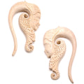 00G Hand Carved Wood Forest Nymph Hanger Plug Set