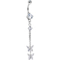 Clear Gem Bye Bye Spring Chain Butterfly Dangle Belly Ring
