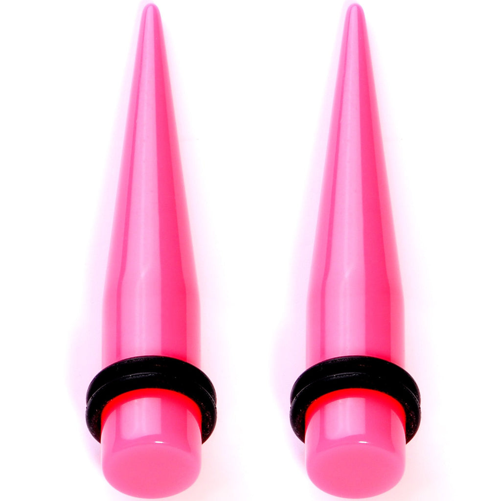 Flirty Fuchsia Lightweight Pink Acrylic Straight Taper Set 10mm to 18mm