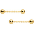 14G 5/8 Gold Tone Twisted Barbell Nipple Ring Set