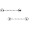 14G 5/8 Clear Gem Twisted Barbell Nipple Ring Set