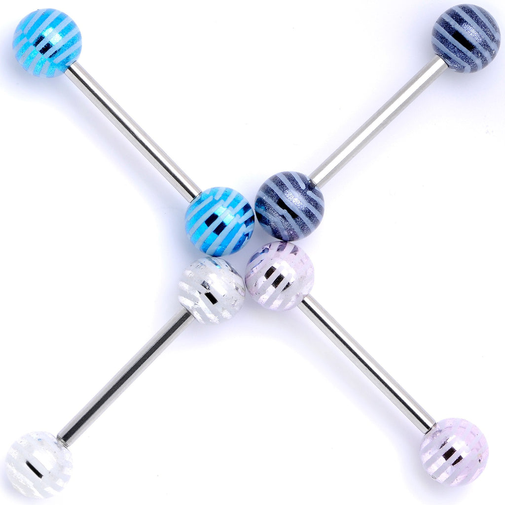 Evening Stripes Party Barbell Tongue Ring Set of 4
